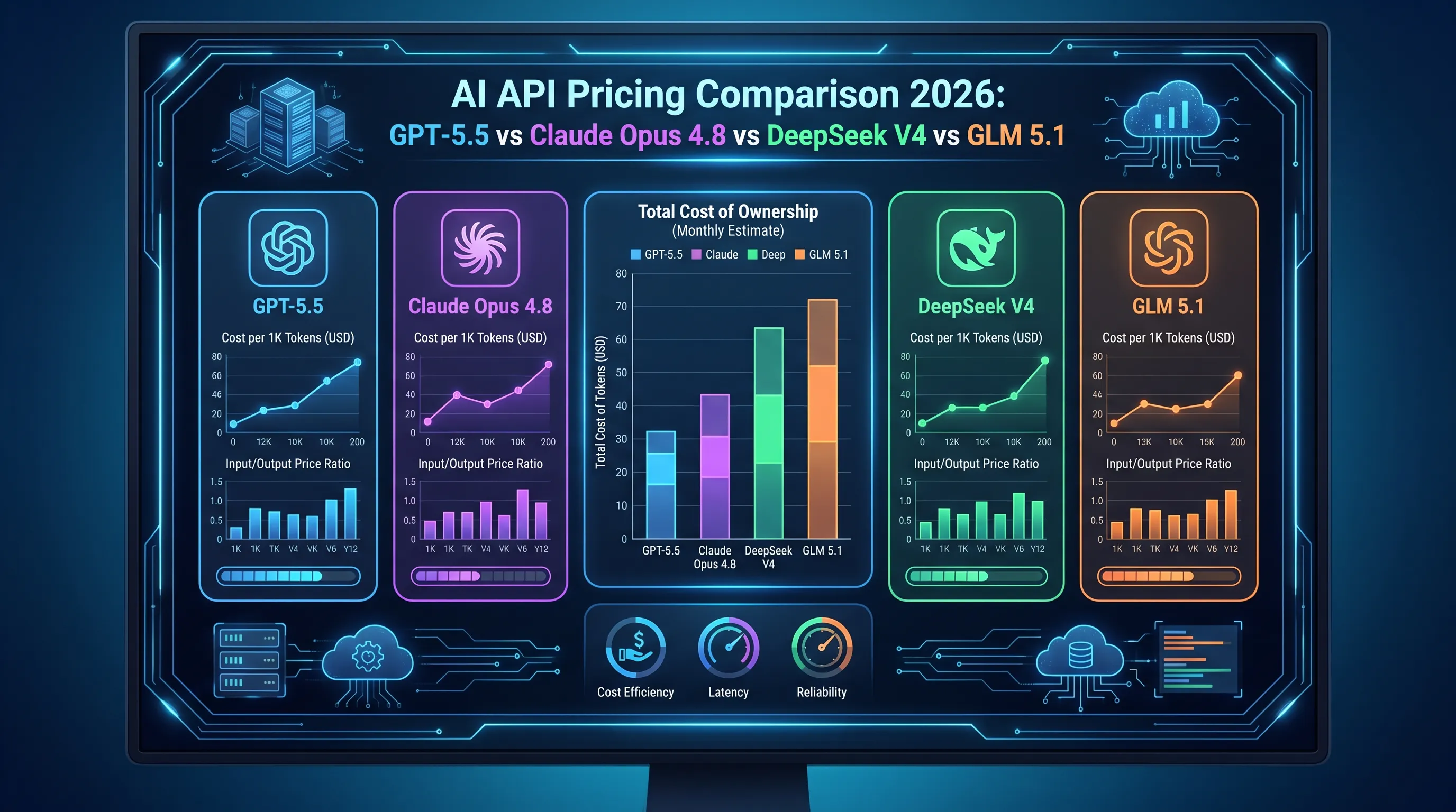 AI API Pricing Comparison 2026: GPT-5.5 vs Claude Opus 4.8 vs DeepSeek V4 vs GLM 5.1