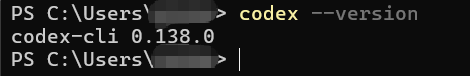 Codex CLI version screenshot