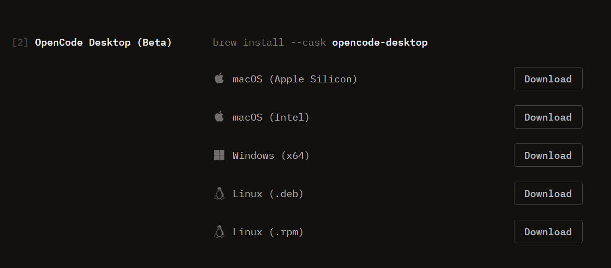 OpenCode download page
